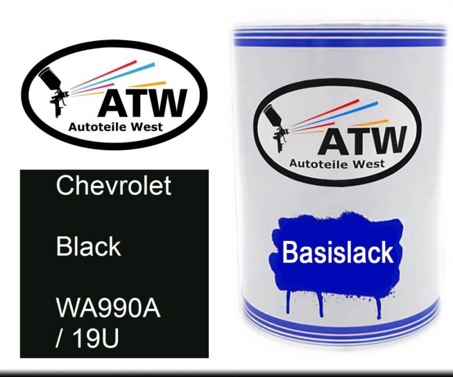 Chevrolet, Black, WA990A / 19U: 500ml Lackdose, von ATW Autoteile West.